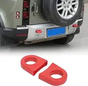 DIYUCAR Pack of 2 Tow Hook Ring Covers Compatible with LR Defender 90 110 130 2020-2025 Car Rear Bumper Towing Hook Protection Cover Rubber Towing Hitch Cover Outdoor Accessories (Red)