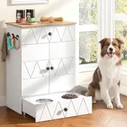 Advwin Pet Feeding Station with Storage 2 Raised Dog Bowls