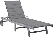 VRAXO Garden Sun Lounger with Cushion Grey Solid Acacia Wood -16.87KG,3061360