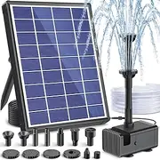 POPOSOAP Solar Fountain Pump for Bird Bath, 6.5W Solar Water Fountain Pump with Upgraded Dry-run Protection & Double-layer Nozzles 5Ft Tubing for Pond, Bird Bath, Backyard Water Feature