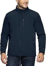 [33,000ft] Men's Softshell Jacket Waterproof Light Work Jacket Stand Collar Hiking Jacket Fleece Lining