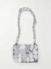 [RABANNE] RABANNE - Sparkle Nano Paillette-embellished Metallic Faux Leather Shoulder Bag - Silver - One size One size Silver
