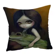 Cute Paintings Little Frog Girl Cushion Cover