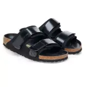 Birkenstock Uji Nubuck Shine Leather Straps Slide Sandals Black EU 39 US 8-8.5