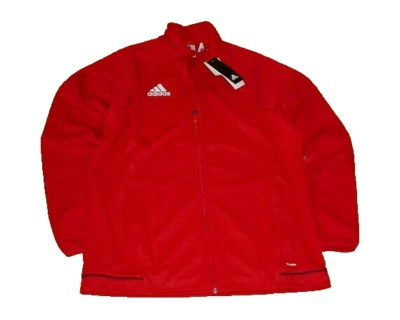 Vintage NWT Adidas Mens Red Full Zip Track Jacket Logos Climalite L Sharp!