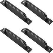 Gadpiparty 4set Black Aluminium Alloy Pull Handles for Sliding Barn Doors Modern Kitchen and Outdoor Gates Ergonomic Design Fade Resistant Versatile Application