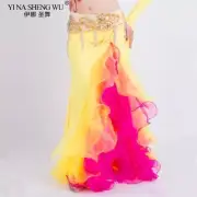BellydanceCostume Side SplitSkirt With DoubleColor BellyDance LongRuffle Skirt