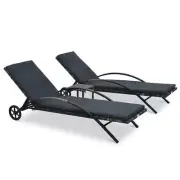 Sun Loungers with Table Poly Rattan Anthracite