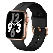 Friendie Byron Silicone Sports Band for Apple Watch (Black/Gold) [Large]