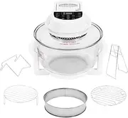 'vidaXL 1400W Halogen Convection Oven with Digital Timer, 17L Glass Bowl and Extension Ring, White