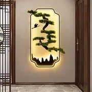 Modern Picture Wall Light LED Chinese Creative Pine Landscape Mural Sconce Lamp f Living Room Bedroom Foyer Study or Home (B H100CM)