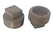 (QTY 2) 1-1/4″ Brass Pipe Plug Threaded Square Head CORED Hex Plug