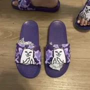RIPNDIP Lord Nermal Cat Slide Sandals Purple Camo Mens 8