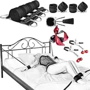3 Pack BDSM Kit Sex Bondage Bondaged Kit Adult Bed Restraint Sex Bonding Straps for Couples Adjustable Spreaders Bar Adult Play Wrist Ankle Cuffs Sex Hand Ties for Women Soft Handcuffs Set Sex Furniture for Bedroom Sweater