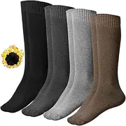 [Dress Cici] Over The Calf Socks for Women, Knee High Cushioned Cotton Warm Sock (4 Pack)