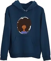 [Generic] Natural Afro Hair Beauty Gift Black Women Celebration Present Navy and Muticolor Unisex Hoodie