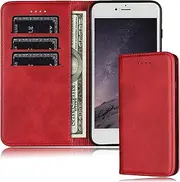 FROLAN for iPhone 7 Plus / 8 Plus Wallet Case with Card Holder, Premium PU Leather Credit Slot Flip Folio Book Drop Protection Shockproof Phone Cover for iPhone 7 Plus / 8 Plus 5.5 Inch - Wine Red