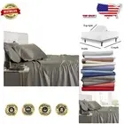 4PC Silky Soft Solid Grey Bed Sheets - Viscose Bamboo, Top Split King Comfort