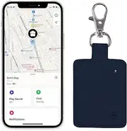 Laser Smart Tag with Apple Find My – Rechargeable Bluetooth Tracker with Wireless Charging, Water-Resistant, Clip-On Keyring Design for Keys, Wallet, Luggage, Pet, Bag & Travel – Navy Blue