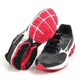 Mizuno 美津濃 WAVE RIDER 22 女慢跑鞋(黑*紅)J1GD183171(18-11-8)