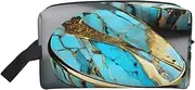 [FSCEV] Turquoise Marble Storage Bag Toiletry Bag Travel Bag Cute Cosmetic Bag Makeup Accessories, White, One Size
