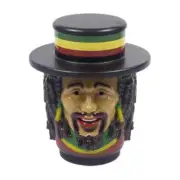 1.5" Tobacco Herb Grinder Spice Herbal 4 PC Smoke Crusher 3D Rasta Man with Hat