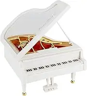 inheming Piano Music Box Decoration, White Piano Music Box, Music Box Gift, Mini Piano Tabletop Ornament
