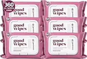 Goodwipes Flushable & Biodegradable Wipes with Botanicals, Dispenser for at-Home Use, Natural Rosewater with Aloe, Septic and Sewer Safe & Never Dries Out, 360 Count (6 Packs of 60)