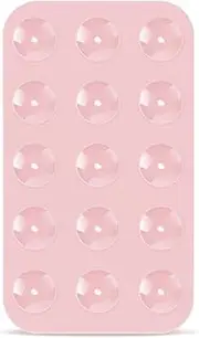 Silicone Suction Cup Phone Mount, Double Sided Phone Suction Holder Back of Phone Sticky Grip Multipurpose Suction Phone Case for Shower Mirror Car Selfies (Light Pink)