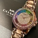 【COACH】COACH蔻馳女錶型號CH00191(彩虹錶面玫瑰金錶殼玫瑰金色精鋼錶帶款)