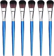 GACDR 1 Inch Mop Brush for Acrylic Painting, 6 Pieces Oval Blending Brushes for Acrylic Painting with Short Wooden Handle for Acrylic, Gouache，Watercolor