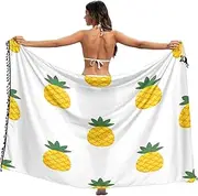 [RPLIFE] Yellow Pineapples White Women's Sarongs for Bathing Suits, Summer Long Sarong Coverups Women, Large, Yellow Pineapples White, Large