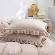 Taupe Pillow Shams Tan Ruffle Standard Pillowcases Set of 2 Cute Pillowcases ...