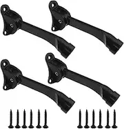 eMagTech 4PCS Kickdown Door Stoppers with Fixing Screws Zinc Alloy Door Stops Holder with Rubber Foot for Home Hotel Garage Outdoor Patio Black