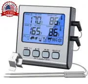 Termómetro digital Sonda dual para cocinar carne LCD Termómetro parrilla ahumado