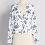 New Modcloth Rodeo Rose Button-Up Top Size M Medium Retail $59