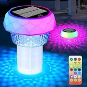 Solar Pool Chlorine Floater with Colorful Lights, Chlorine Floater with Remote Control, Floating Pool Chlorine Dispenser, Adjustable Release & Anti-Sinking, Chlorine Floater for Hot Tub, Spa