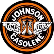 Johnson Gasoline - Time Tells NEW Steel Sign: 24" Dia. Round Made in USA