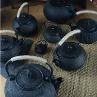 在飛比找Yahoo!奇摩拍賣優惠-茶壺日本戶外喝茶鐵壺煮茶壺小丁鑄鐵壺燒水炭火圍爐茶壺明火茶提