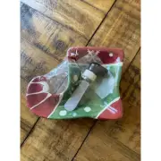 Ceramic Elf Shoe Tidbit Bowl with spreader. Christmas. Old Time Pottery - NEW!