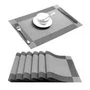 6/8 Pcs Placemat Set Washable Non-Slip Placemat-SilverGray