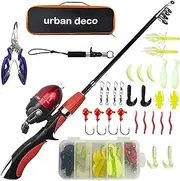[Urban Deco] Kids Fishing Pole Set Portable Telescopic Kids Fishing Rod and Reel Combo Kit with Tackle Box for Beginners, Boys,Girls,Youth,Children