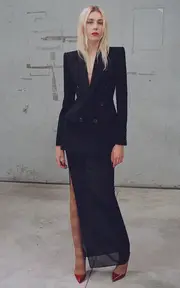 [Alex Perry] Draped Power Mesh Maxi Skirt