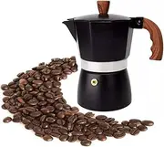 Stovetop Espresso Maker Moka Pot 3-Cup Classic Cafetera Expresso Percolator Cafe Coffee Pot Aluminum Italian Style Cuban Coffee Maker for Gas or Electric Stove Black