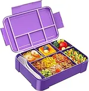 Jelife Lunch Box Kids Bento Box - 1450ml Large Leakproof 6 Compartments Kids Lunchbox Toddler Bento Box with Utensils for Back to School,Book-Style Reusable Lunch Snack Containers for Daycare