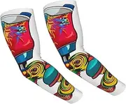 [FHEDVBN] Colorful Roller Skates Arm Sleeves Compression Arm Covers for Men Women Outdoor Sun Sleeves Cooling Sports Sleeve, Black