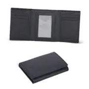 Leather Trifold Wallet For Men - RFID Blocking - 6 Small Black Pebble Dustbag