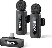 BOYA V20 Wireless Lavalier Microphone USB-C for iPhone 16/15&Android, 100m Wireless Range, All-in-one, Noise Reduce, 9H Battery Life&Omnidirectional Lapel Mic for Vlogging Video Youtube Podcast TikTok
