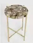 12" Wild Agate Stone Table Round Coffee Table Agate Geode Countertop Side Table