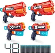X-Shot 36354-2022 Excel Kickback, Double Reflex 6 Foam Blaster Combo Value Pack (48 Darts, 3 Cans), 4 Pack